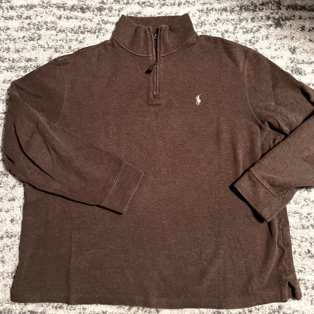 Polo by Ralph Lauren Men’s Brown Cotton Quarter Zip Sz. XL